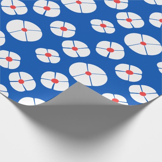 White Flowers on Blue Cadeaupapier (Hoek)