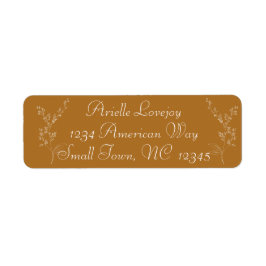 White Flowers on Gold Return Address Label