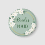 White Flowers on Green Bridesmaid Wedding Favor Magneet<br><div class="desc">Dit ontwerp is voorzien van witte magnolia-bloemen met moderne gouden lijsten en met de hand geschreven script-typografie op de groene ondergrond van de chromatografische chromatografie, waarbij moderne en elementen worden gemengd tot een stijlvolle en verse chinoiserie-chemische esthesie. uitzicht het collectie om meer passende producten te vinden. ♥ pas het met...</div>