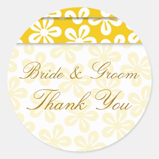 White Flowers On Yellow Wedding Sticker (Voorkant)