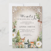 White Flowers Onederland Dieren baby showe Kaart (Voorkant)