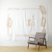 White Flowers Pampas Grass Photo Booth Wedding Wandkleed (In Situ (horizontaal))