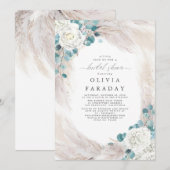 White Flowers Pampas Grass Vrijgezellenfeest Kaart (Voorkant / Achterkant)