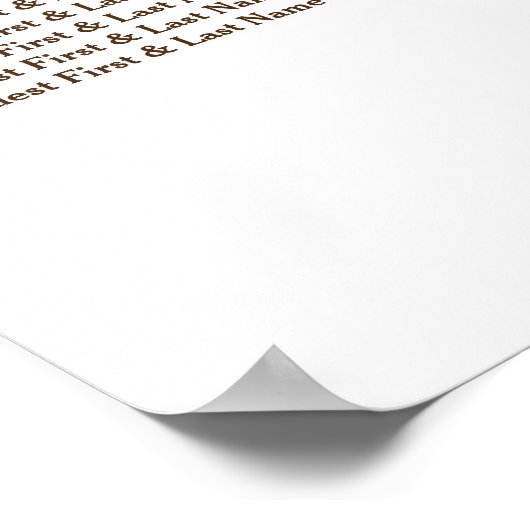 White Flowers Pampas Grass Wedding Seding Chart Poster (Hoek)