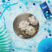 white flowers papieren bordje (Feest)