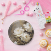 white flowers papieren bordje (Feest)