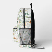 White Flowers Pattern Back to School Botanical Bedrukte Rugzak (Rechts)
