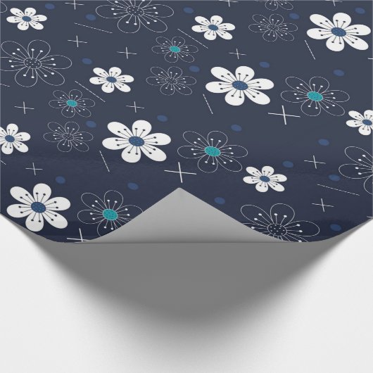 White Flowers Pattern Cadeaupapier (Hoek)