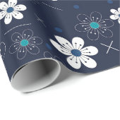 White Flowers Pattern Cadeaupapier (Rol Hoek)
