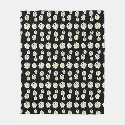 White Flowers Pattern Cust. Fleece Blanket Deken (Voorkant)