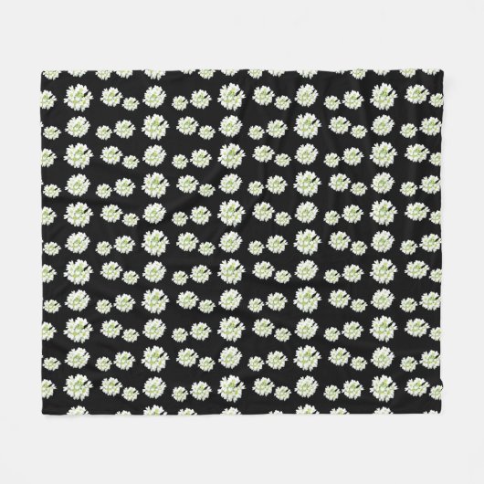 White Flowers Pattern Cust. Fleece Blanket Deken (Voorkant (Horizontaal))