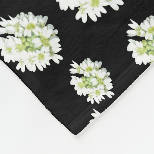White Flowers Pattern Cust. Fleece Blanket Deken (Hoek)