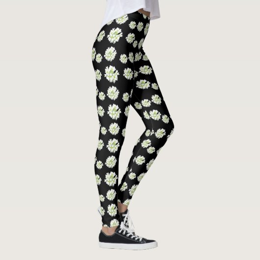 White Flowers Pattern Cust. Leggen Leggings (Rechts)