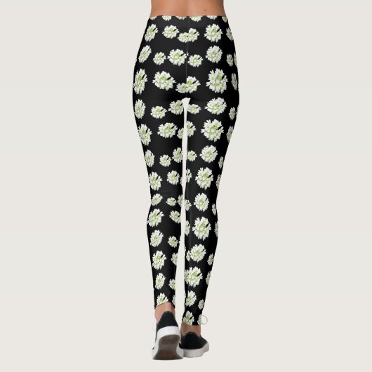 White Flowers Pattern Cust. Leggen Leggings (Achterkant)