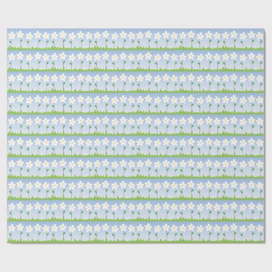 White Flowers Pattern Wrapping Paper Cadeaupapier (Vlak)