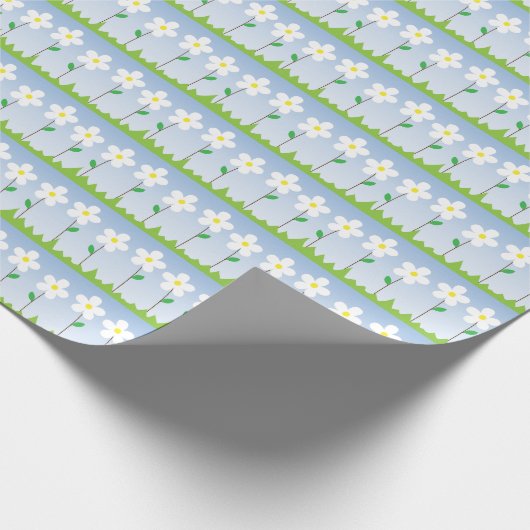 White Flowers Pattern Wrapping Paper Cadeaupapier (Hoek)
