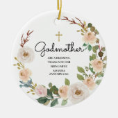White Flowers Personalized Godmoeder sierement Keramisch Ornament (Voorkant)
