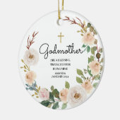 White Flowers Personalized Godmoeder sierement Keramisch Ornament (Links)