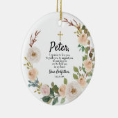 White Flowers Personalized Promise to Godchild Cer Keramisch Ornament (Rechts)