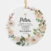 White Flowers Personalized Promise to Godchild Cer Keramisch Ornament (Voorkant)