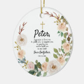 White Flowers Personalized Promise to Godchild Cer Keramisch Ornament (Links)