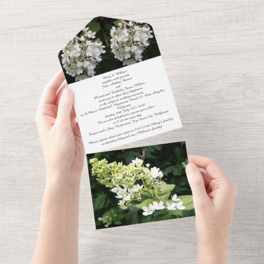 White Flowers Photo, All in One Wedding Invite All In One Uitnodiging (Afscheurbaar)