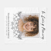 White Flowers Photo in Loving Memory Fleece Deken (Voorkant (Horizontaal))