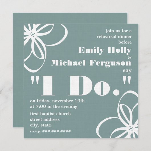 White Flowers Rehearings Dinner Invitation Kaart (Voorkant / Achterkant)