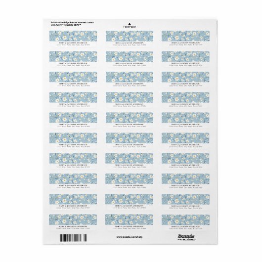 White Flowers Return Address Labels (Full Sheet)
