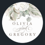 White Flowers Sage Greenery Pampas Grass Wedding Ronde Sticker<br><div class="desc">Pampas gras floral white bruiloft stickers</div>