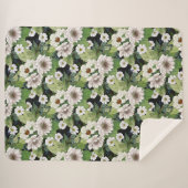 White Flowers Sherpa Blanket Sherpa Deken (Voorkant (horizontaal))
