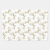 White Flowers Silver Glam Inpakpapier Vel (Voorkant)