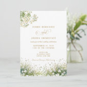 White Flowers Spring Wedding Invitation  Kaart (Staand voorkant)