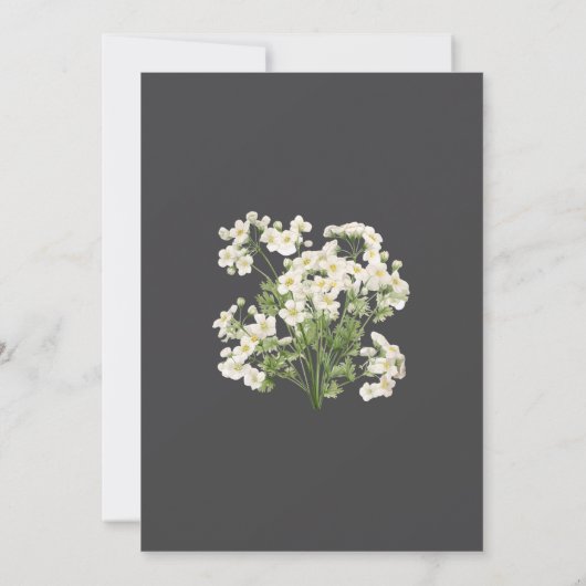 White Flowers Spring Wedding Invitation  Kaart (Achterkant)