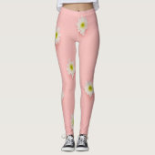 White Flowers Trendy Leggings (Voorkant)