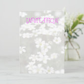 White Flowers Uitnodiging (Staand voorkant)