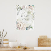 White Flowers  Waterverf Wedding Poster (Keuken)