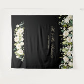White Flowers Weddenschap Black Foto Booth Backdro Wandkleed (Voorkant (horizontaal))