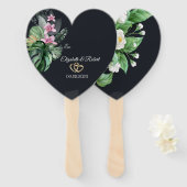 White Flowers Wedding Handwaaier (Voorkant en achterkant)