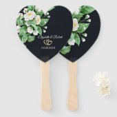 White Flowers Wedding Handwaaier (Voorkant en achterkant)