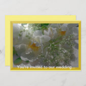 White Flowers Wedding Invitation Kaart (Voorkant / Achterkant)