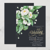 White Flowers Wedding Kaart (Voorkant / Achterkant)