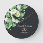 White Flowers Wedding Ronde Klok (Voorkant)