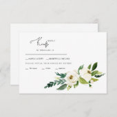 White Flowers Wedding RSVP Kaart (Voorkant / Achterkant)