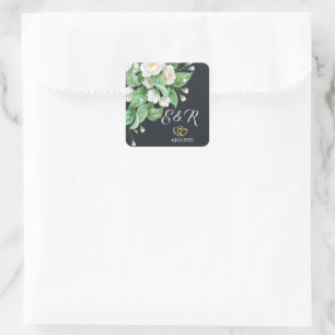 White Flowers Wedding Vierkante Sticker