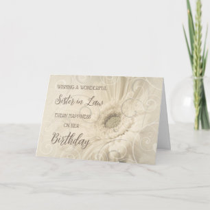 White Flowers Zuster in Law Verjaardag Kaart