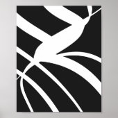White Flowing Curves on a Black Background Poster (Voorkant)
