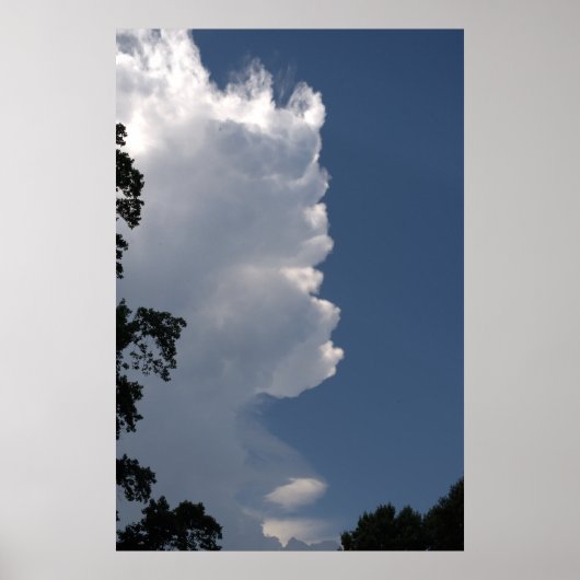White Fluffy Clouds Blue Sky Poster (Voorkant)