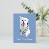 White Fluffy Dog - Peace Joy Love - Holiday Feestdagenkaart (Staand voorkant)
