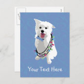White Fluffy Dog - Peace Joy Love - Holiday Feestdagenkaart (Voorkant / Achterkant)